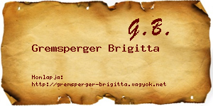 Gremsperger Brigitta névjegykártya